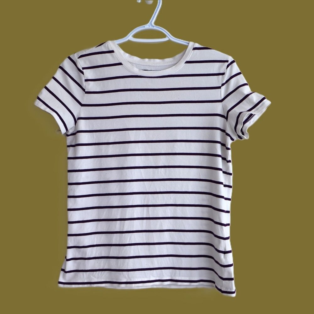 Cotton T-Shirt - Purple Stripes - M/P - Lord & Taylor